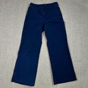 LOFT The Monroe Wide Leg Petite Chino Pants Navy Blue Size 2P Cotton Blend